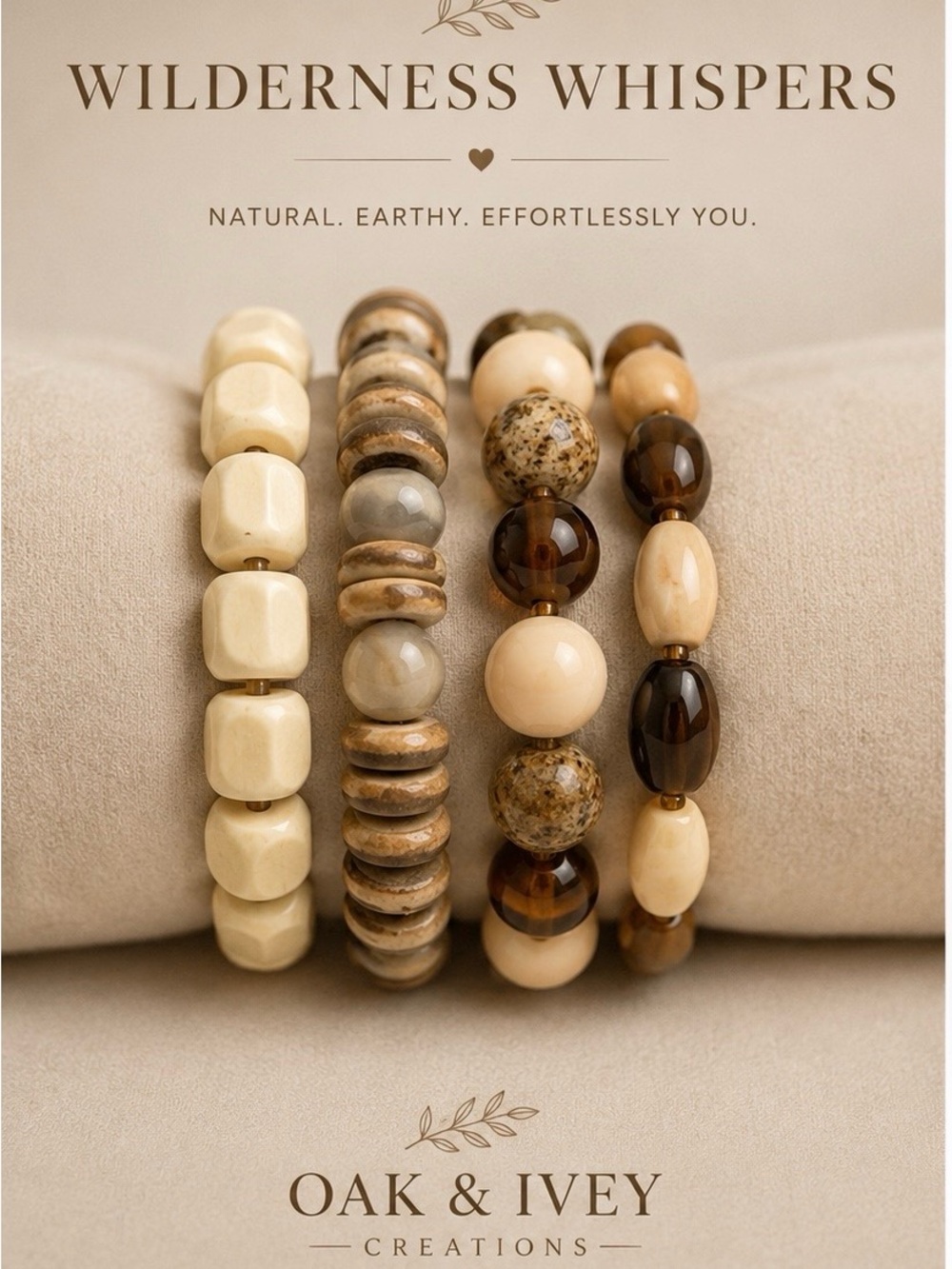 Wilderness Whispers Natural Brown Bead Bracelet Set